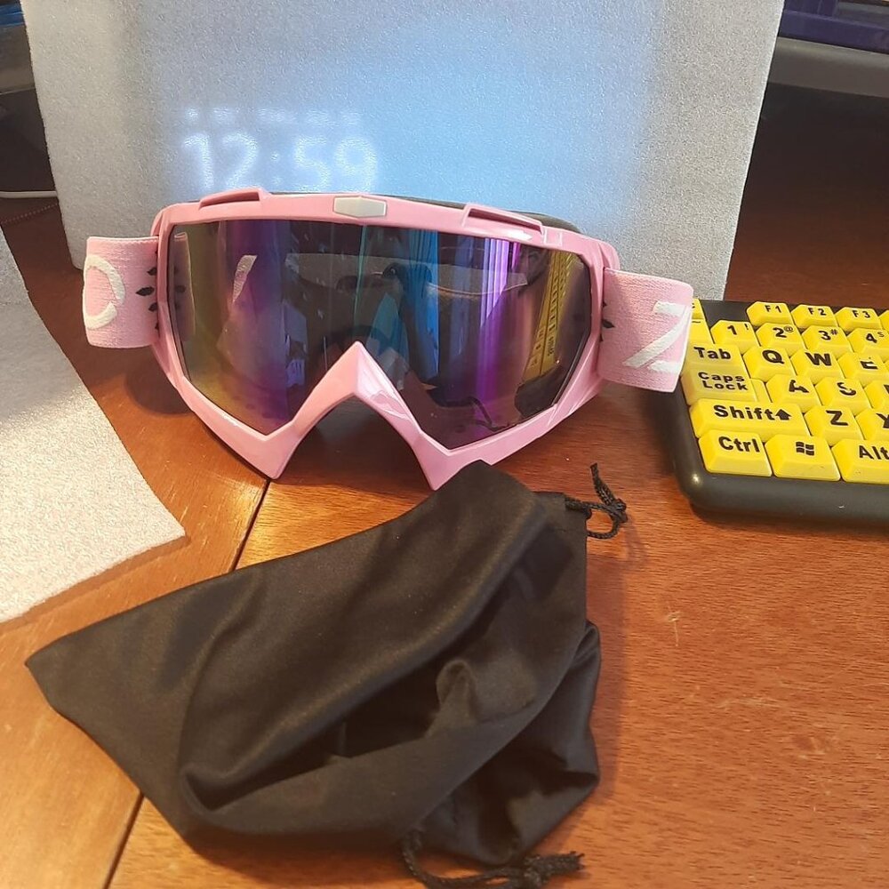 Pink Mirrored Lens Ski Goggles for Men